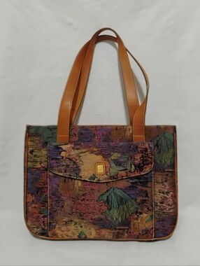 Women's Vincent Van Gogh Paris AMSTERDAM Colorful Leather Trim Handbag Purse